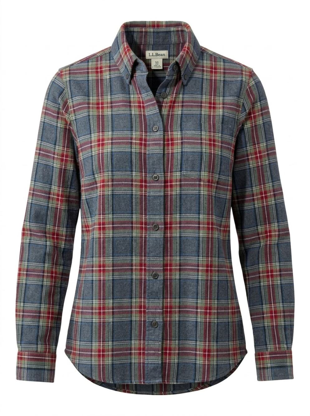 L.L.Bean Blue Collared Flannel Plaid Button-Up Shirt Men Size XS
